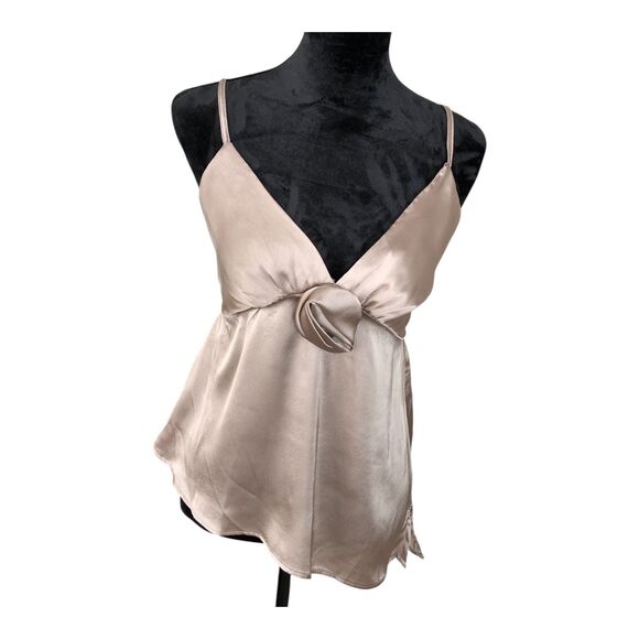 Angie Tops - Angie Taupe V-Neck Sexy Boho Romantic Fairy Asymmetrical Hemline Camisole Top M
